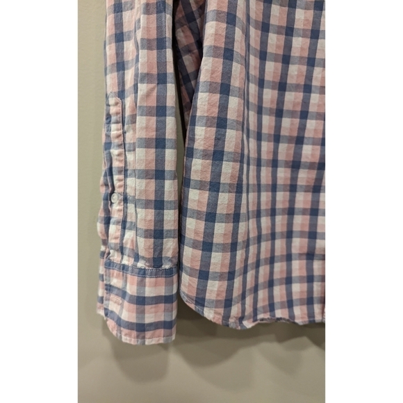 J. Crew Factory Flex Washed Pink Blue Plaid Long Sleeve Button Down Shirt Large - Picture 4 of 6
